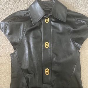 Bottega Veneta leather dress black size 34